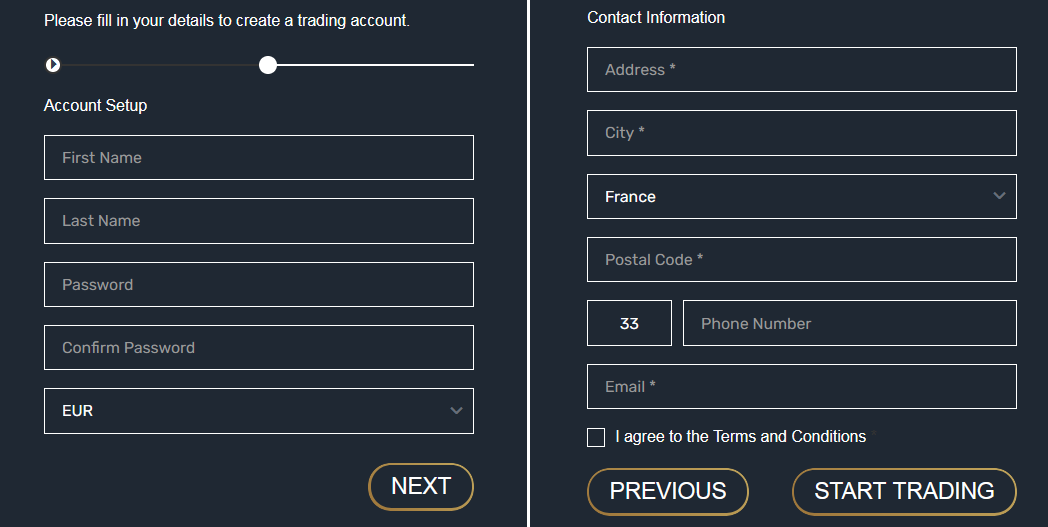 Registration form